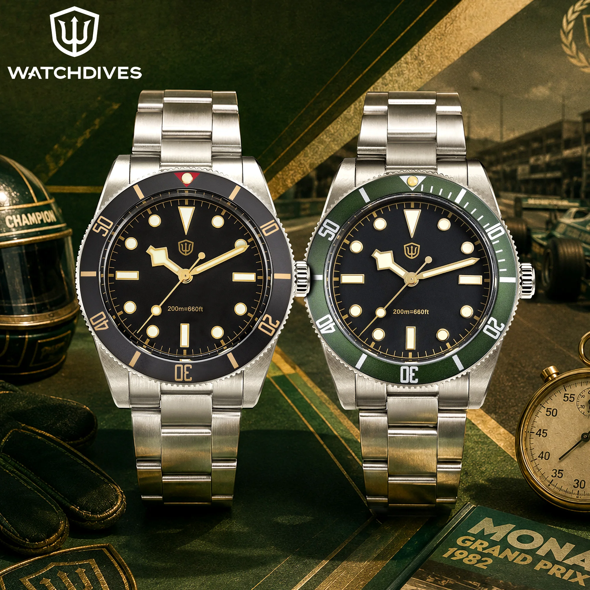 Watchdives WD7922 montre à Quartz pour hommes, mouvement VH31, étanche à 200m, cristal saphir, montres Vintage lumineuses avec boîte cadeau