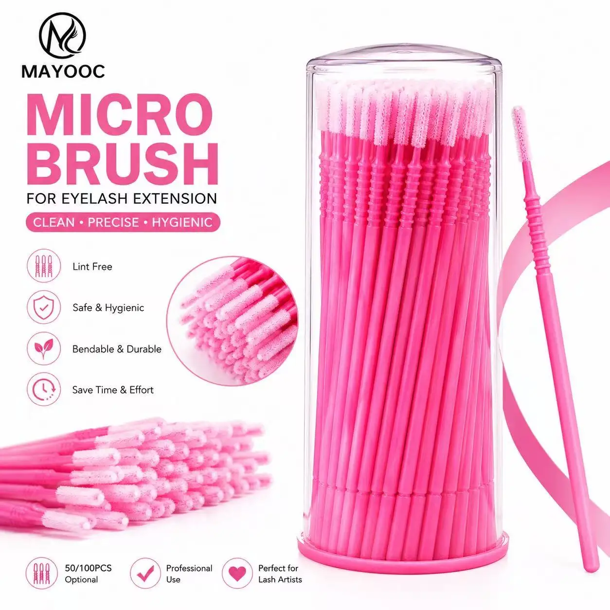 50/100PCS Disposable Micro Brush Eyelash Extension Cleaning Swabs Lash Glue Remover Applicator Beauty Makeup Tools