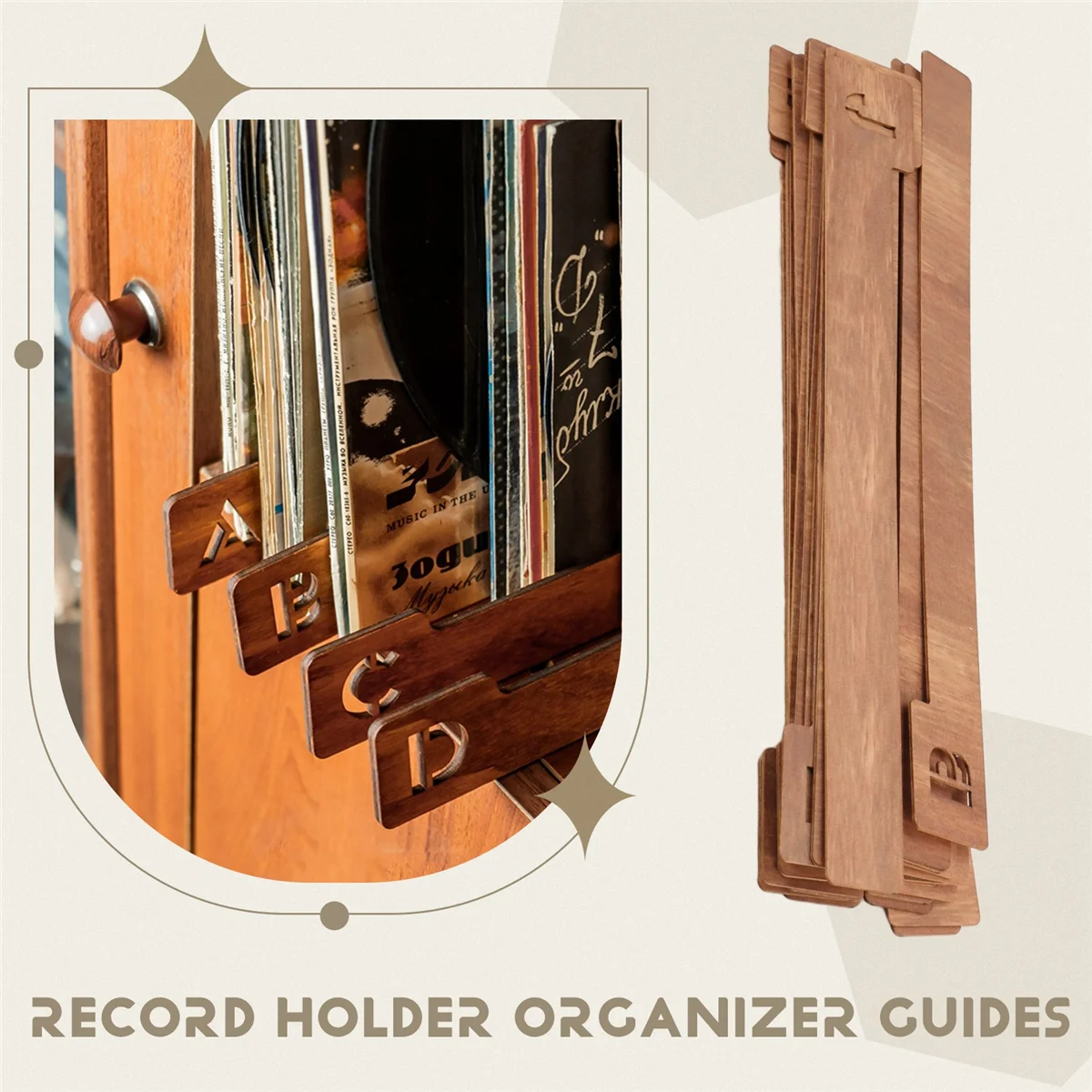 الجودة! 26 قطعة من فواصل السجلات الخشبية، فواصل تخزين سجلات الفينيل الأبجدية A-Z، أدلة تنظيم حامل السجلات