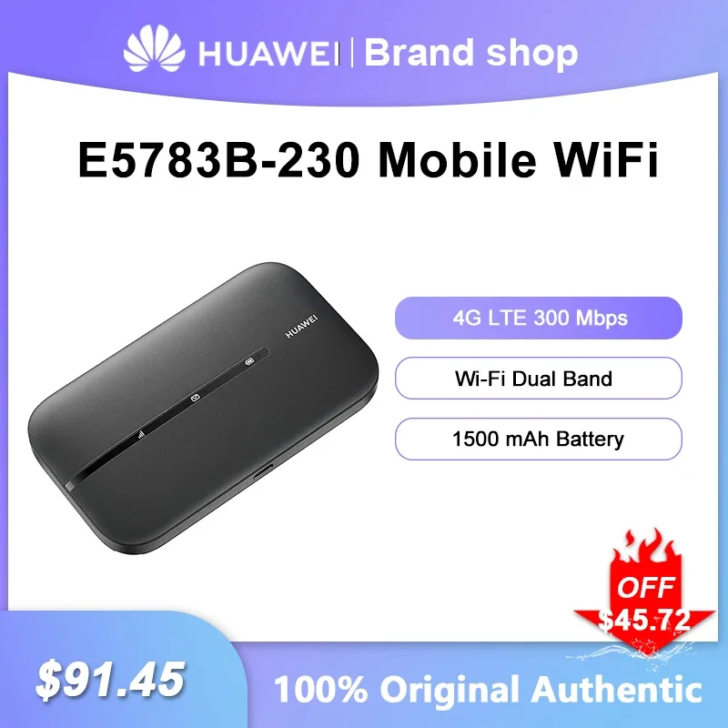 Wi-Fi 3モデム,HUAWEI-4G/E5783B-230,SIMカード,E5783-230A Mbps,デュアルバンド,ポケットホットスポットルーター,300 mAhバッテリー