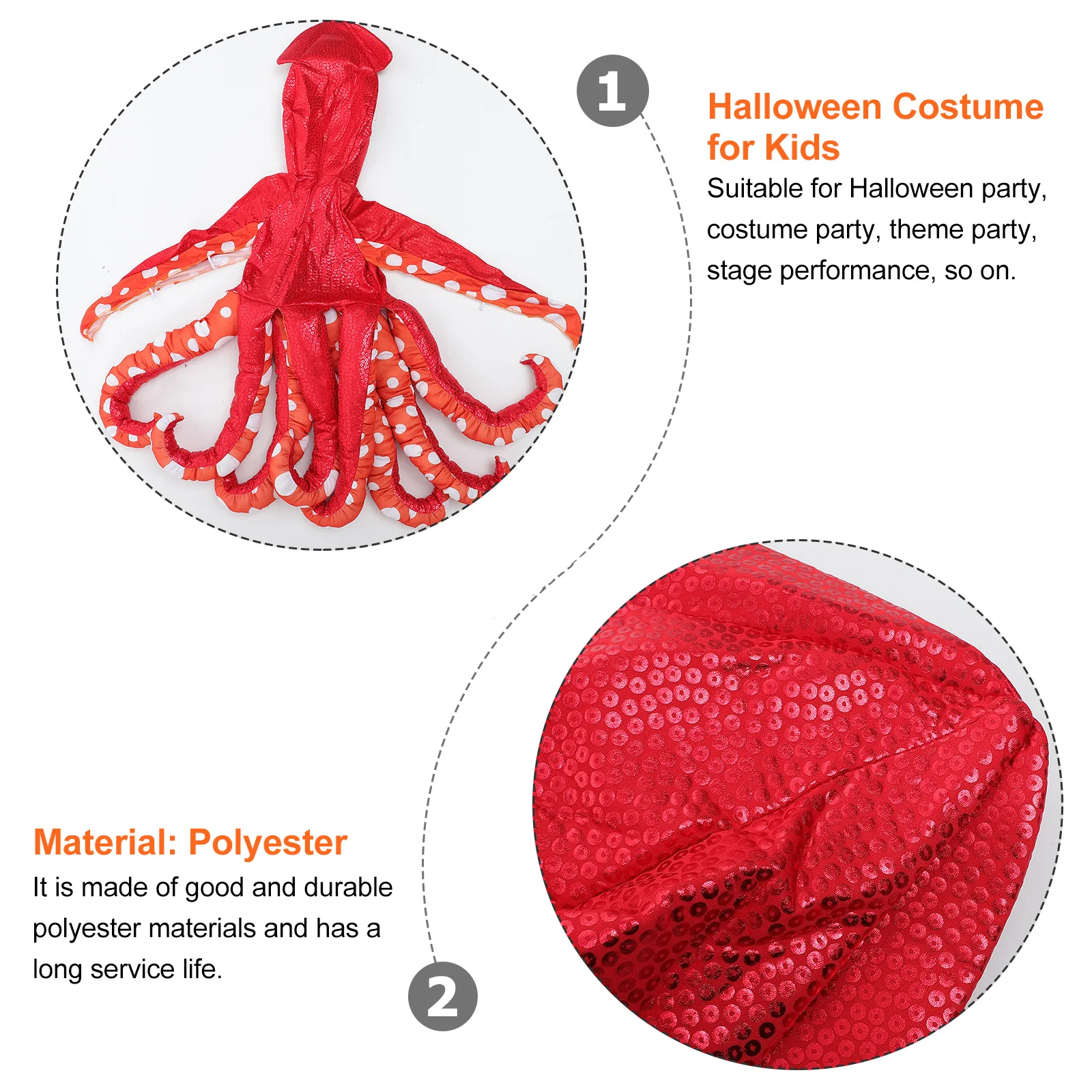 

Kids Squid Jumpsuit Halloween Costume Comfortable Polyester Material Dress Up Costume for Party Stage Performance