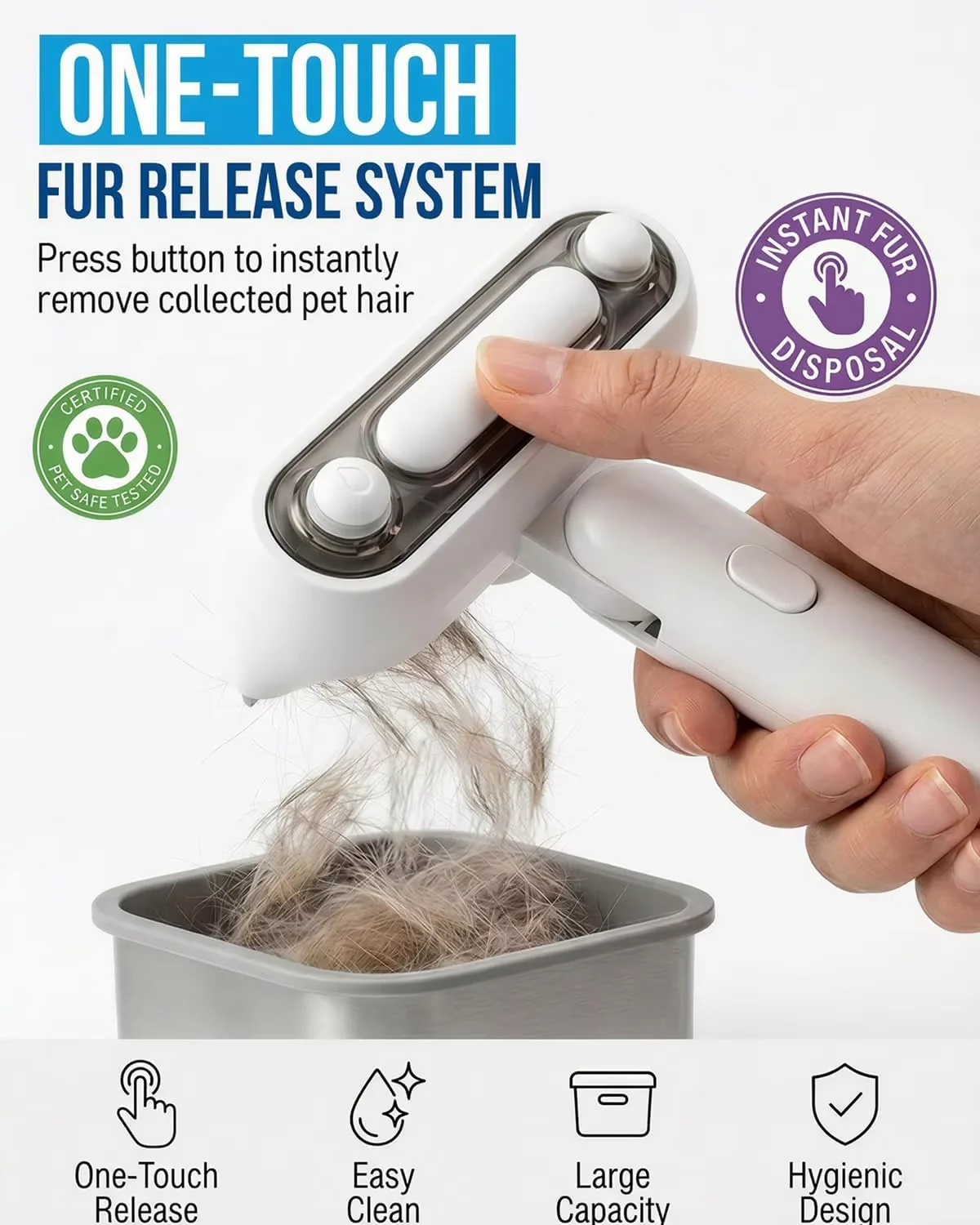 2026 Bestseller Eco-Friendly Low Noise Rotatable Pet Spray Comb Grooming Brush for Dogs/Cats Removes Loose Hair Detangles Matted
