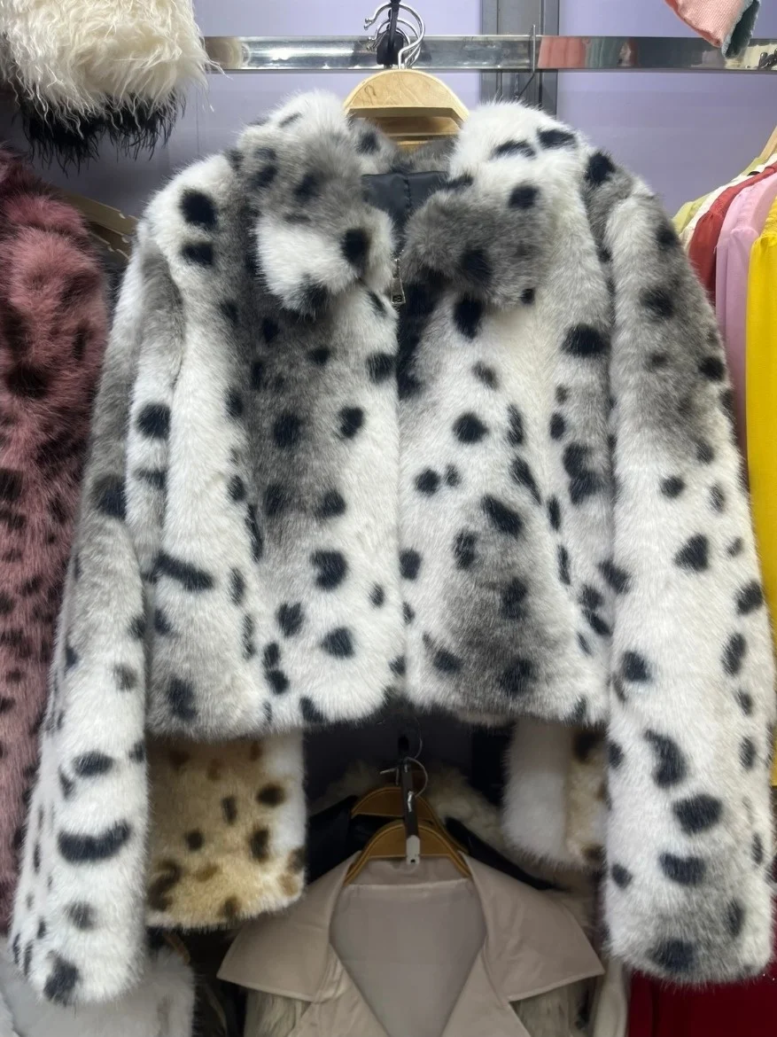 เสื้อคลุมขนสัตว์เทียมลายเสือดาวแฟชั่น สไตล์เกาหลี น้ำหนักเบา หรูหรา อุ่นสบาย ทันสมัย