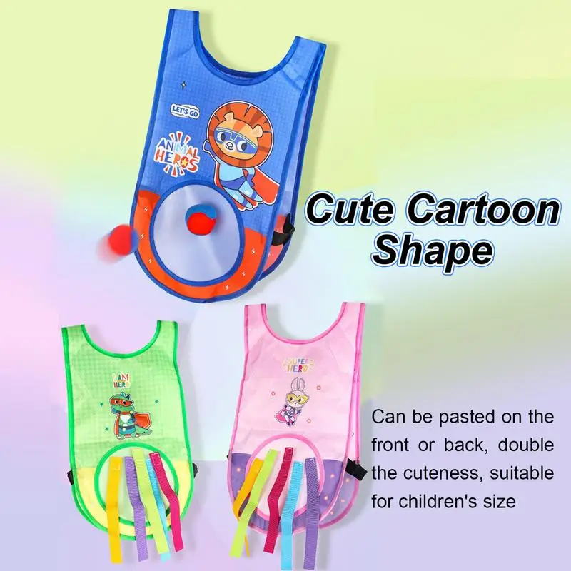 휴대용 닷지볼 태그 게임 던지기 타겟 게임 캐치볼 세트, 어린이 닷지볼 장난감, 학교 마당 야외 끈끈한 조끼 포함