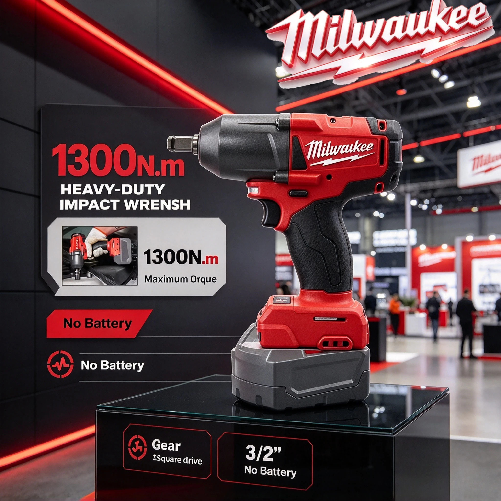 Heavy Industrial Milwaukee M18 18V Cordless Impact Wrench 1300NM Brushless 1/2