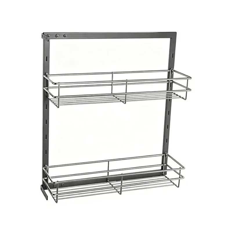 Narrow cabinet side pull seasoning pull basket double-layer carbon steel crack basket cabinet crack damping vertical