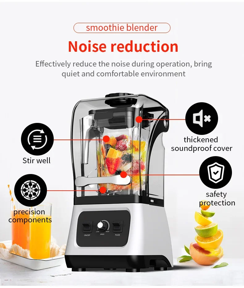 Push Button High Performance Commercial Fufu Blender High Capacity With High Speed Smoothie Juicer Mixer 2.5L Nutrition Blender