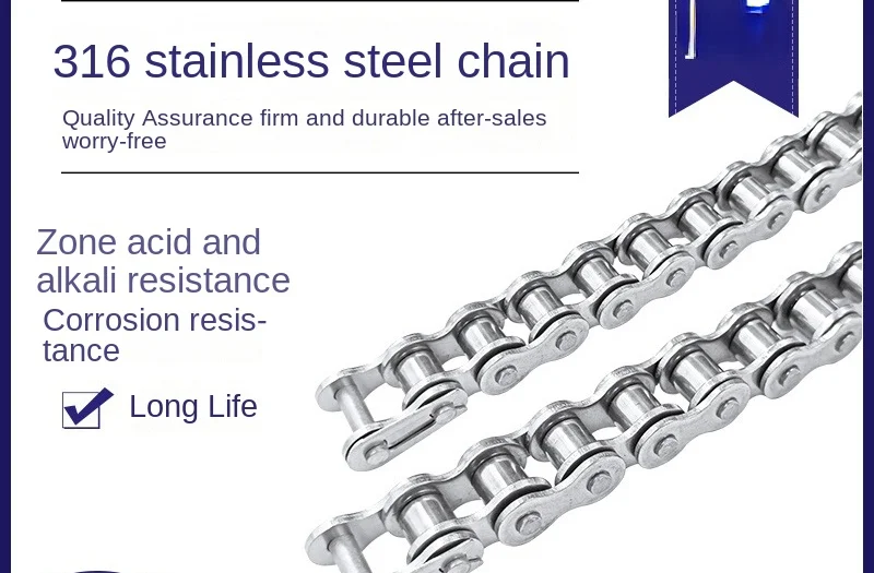 

316 Stainless Steel Roller Drive Chain 3 Points 06B 4 Points 08b08a 5 Points 10ab 6 Points 12ab1 Inch 16AB