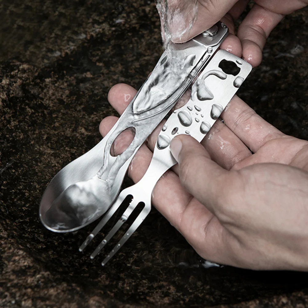 

Portable Cutlery Combination 3 In 1 Multifunctional Tool Fork Spoon Combo Outdoor Camping Picnic Utensil Set Lightweight