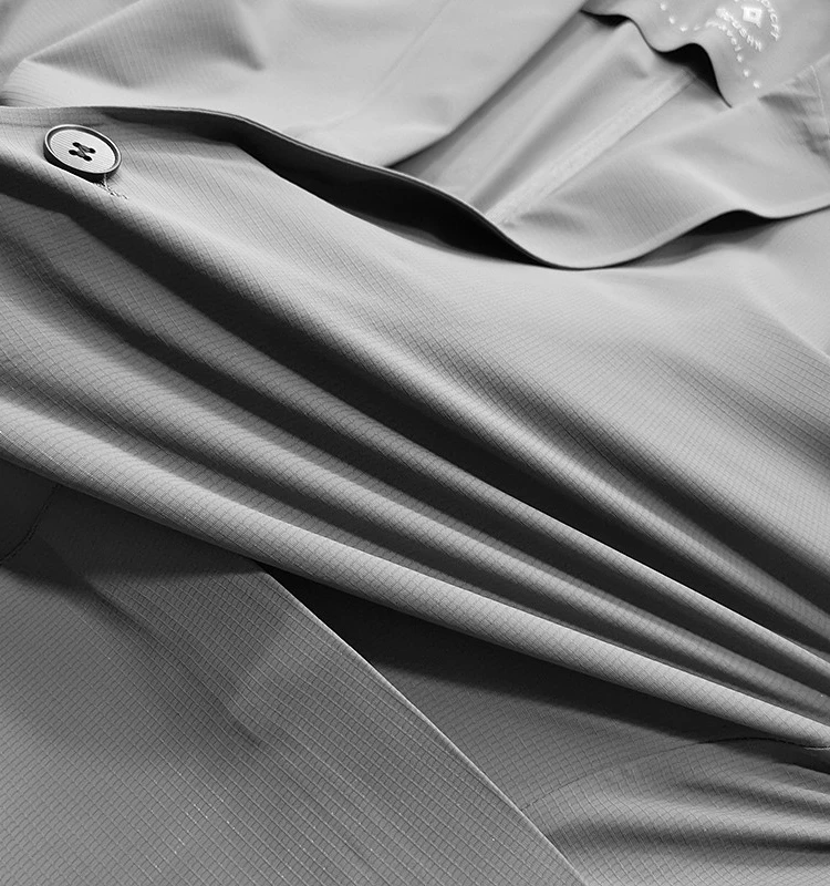 

Men's Casual Breathable Elastic Sun Protection Suit Jaet Stand Fit Spring Season Two Button Single Row Notched Collar