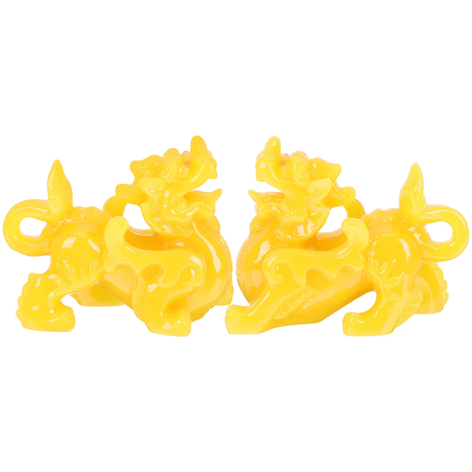

2Pcs Chinese Pixiu Statue Resin Luck Animal Decor Home Office Tabletop Decoration Animal Statue Housewarming Gift