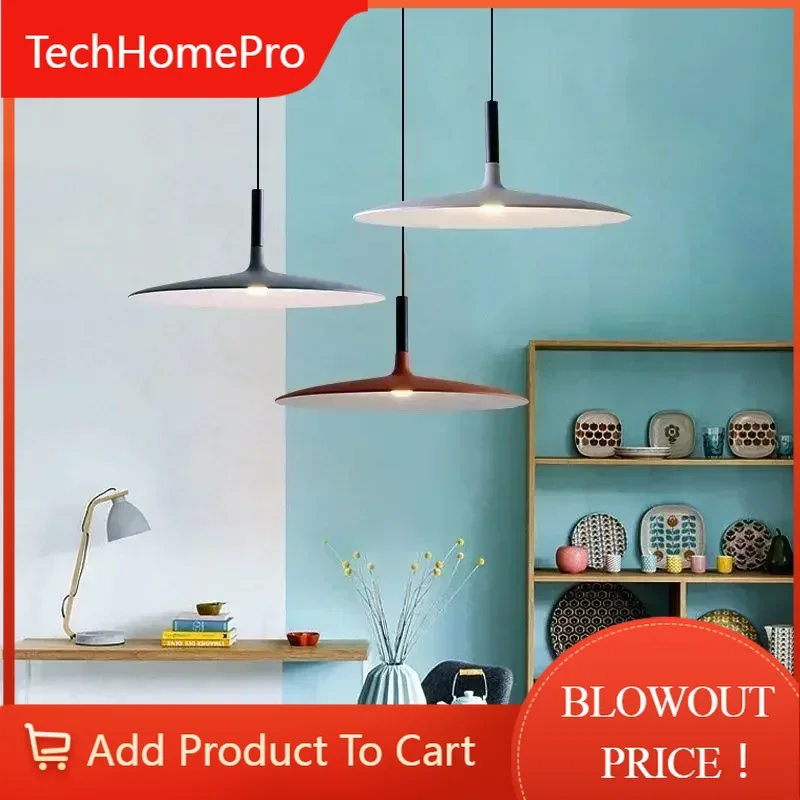 TechHPModern Designer Nordic Industrial Art LED Pendant Lamp Cafe Dining Room Bar Kitchen Chandelier