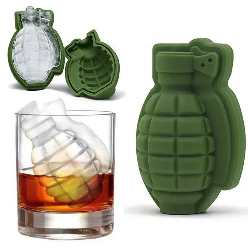 New 3D Grenade Shape Silicone Ice Cube Mould Creative Ice Tray Mould Freezer Box Whiskey Silicone Ice Machine Bar Accessoires