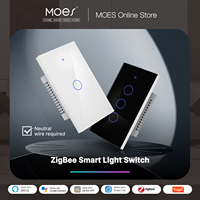 MOES Tuya ZigBee Light Switch Touch Glass Panel Fireproof Neutral Wire Required Remote Control Work With Alexa Google Home