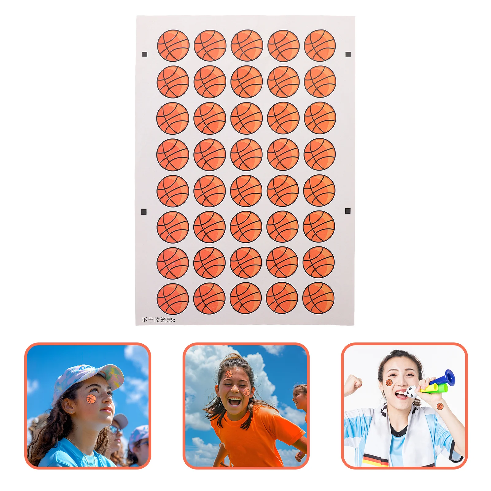 Tatouages temporaires pour visage de basket-ball, autocollants pour femmes et hommes, faux tatouages décoratifs d'art corporel, fête sportive, Festival