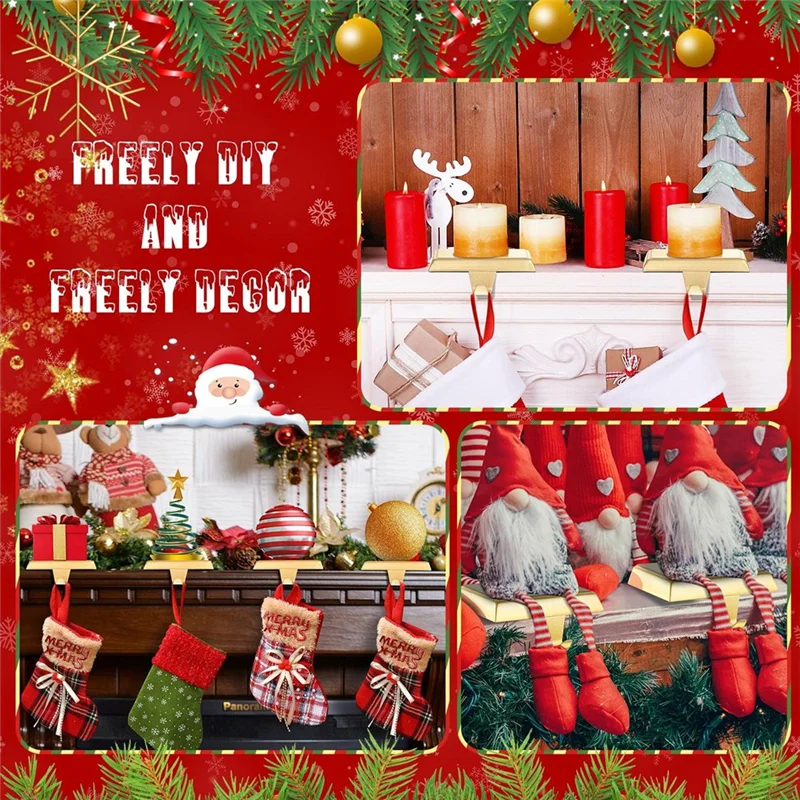 Set Of 4 Metal Christmas Stocking Holders Mantledecoration(Black) Or Counter Tables Window Fireplace