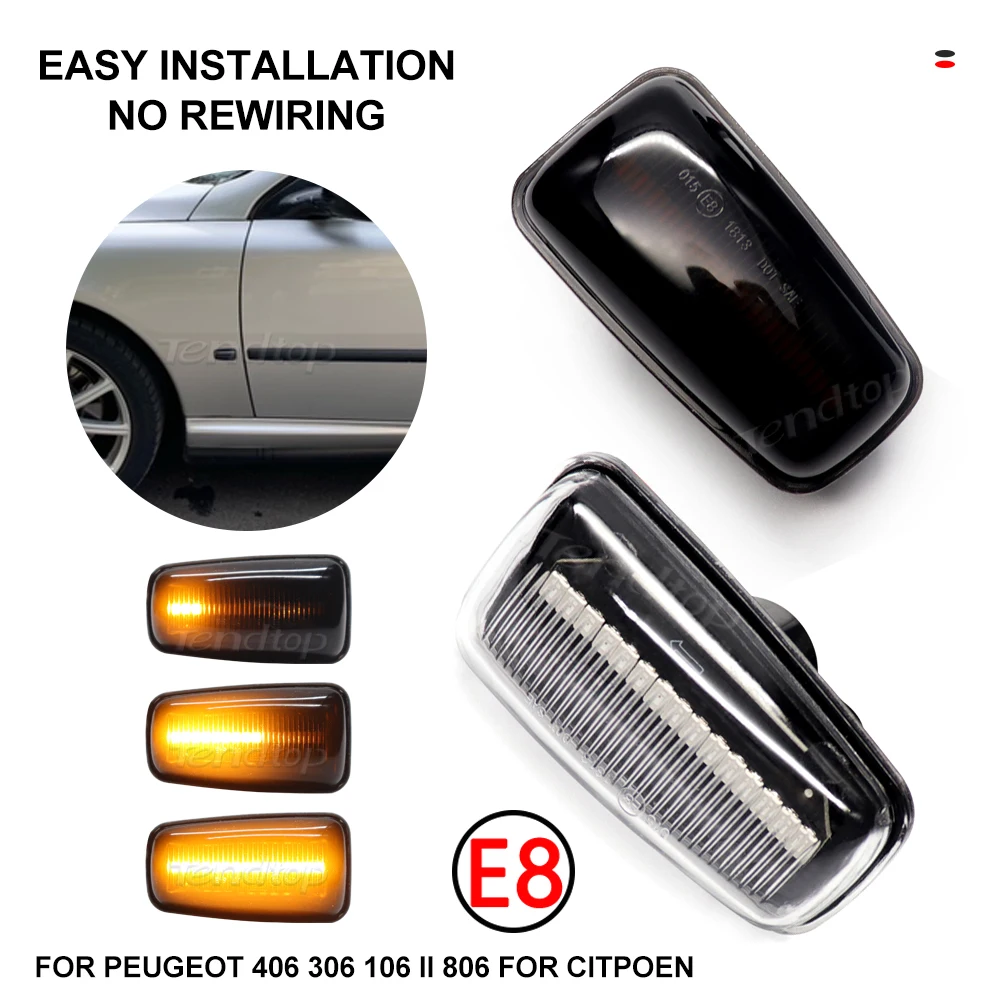 

Светодиодный динамический боковой указатель поворота, последовательный поворотник для Peugeot 306 106 406 806 Expert Partner для Citroen Berlingo