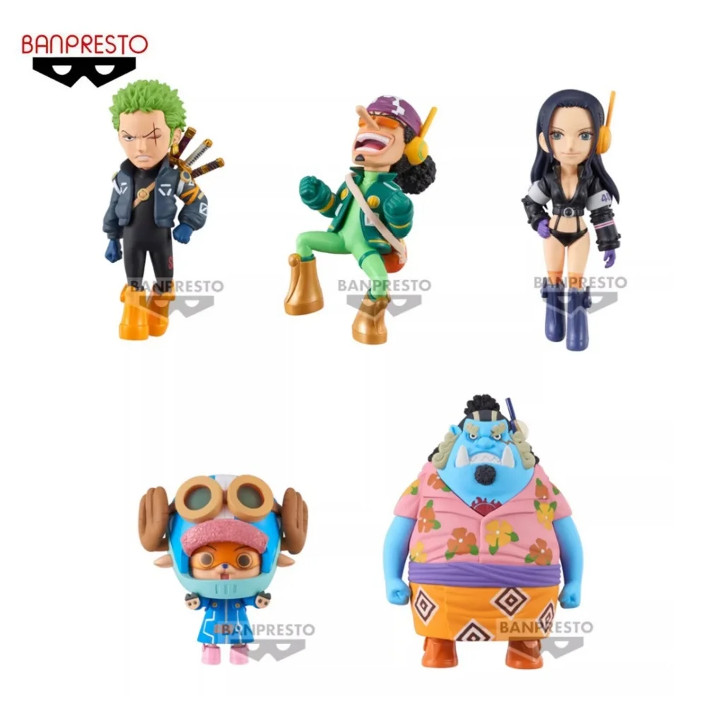 

BANDAI ONE PIECE Anime Zoro Roronoa Usopp Nico Robin Chopper Tony Tony Jinbe WCF Eggtip Island Action Figures Figurine 5 Pieces