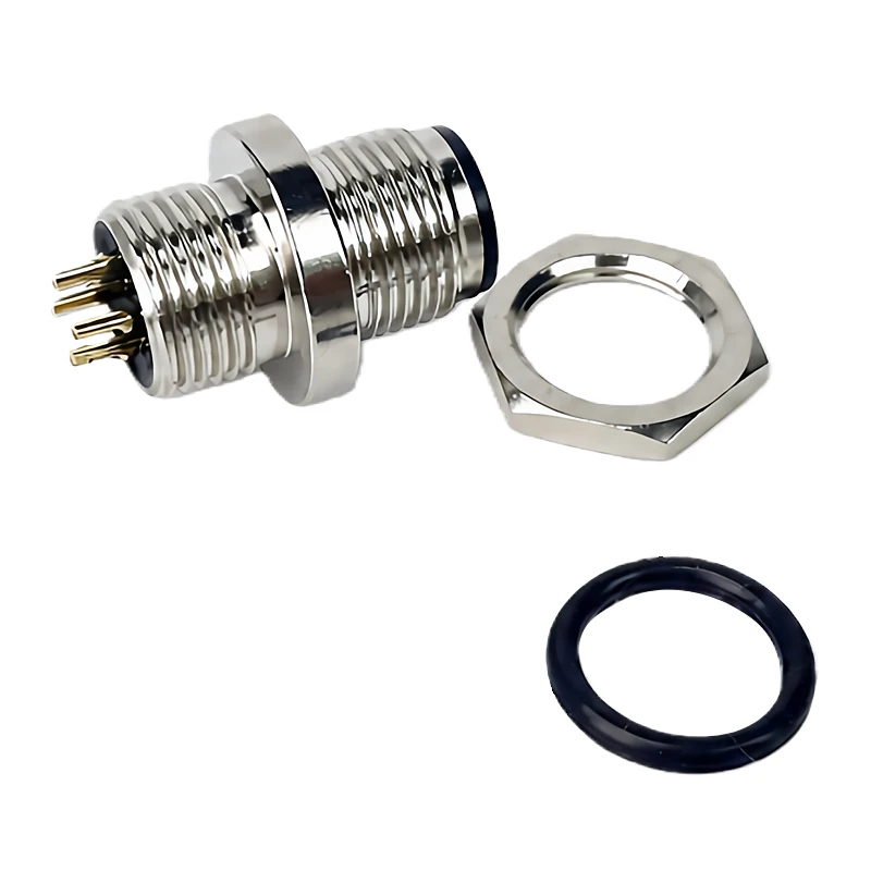M12 Panel Mount Circular Connector 4 5 8 12 Pin Male Female Waterproof Threaded Flange Socket for Sensor Control Automation