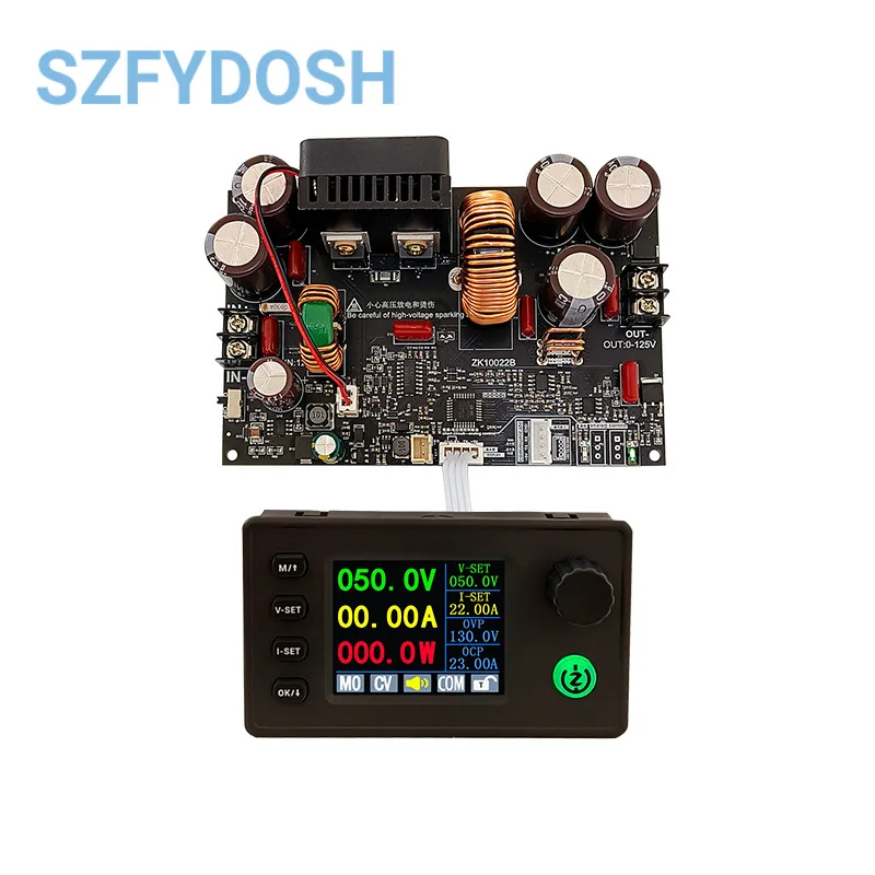 10022C Color Screen CNC Step-down DC Adjustable Voltage Regulator Constant Voltage Constant Current Module 0-125V/22A Three