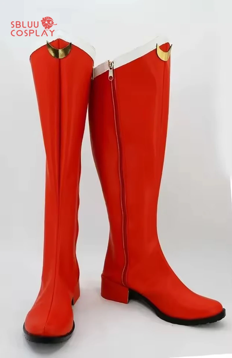 SBluuCosplay Tsukino Usagi Cosplay Sapatos Botas vermelhas personalizadas