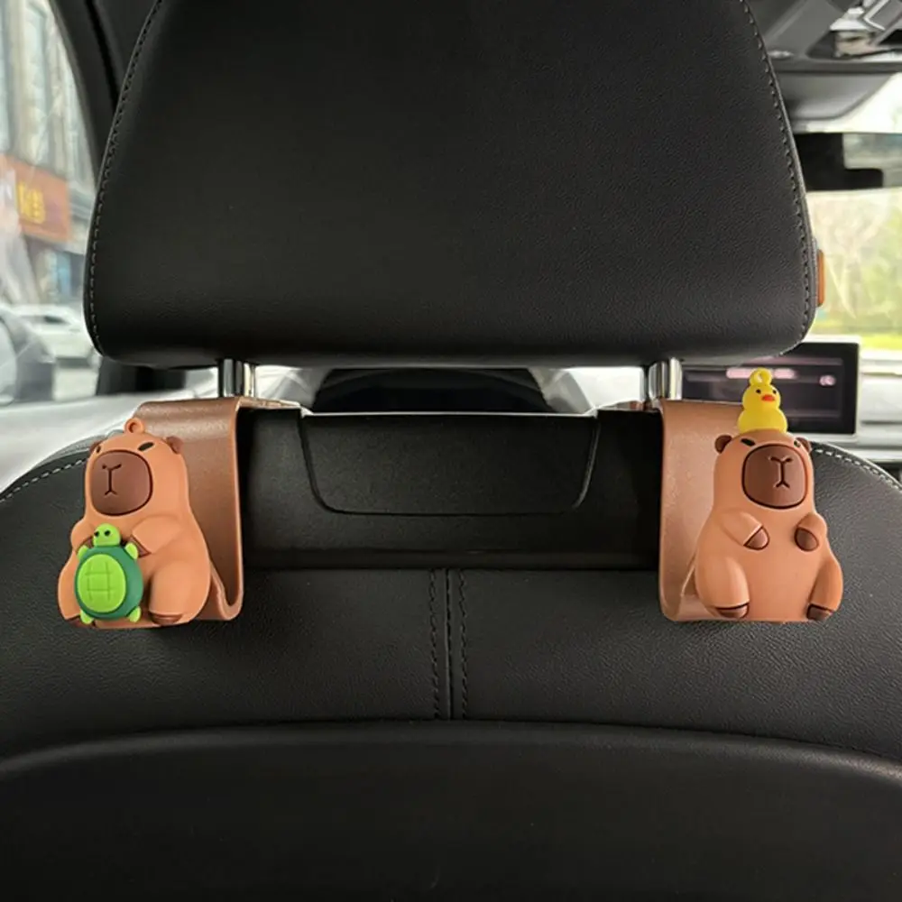 

PVC Capybara Car Seat Back Hook Storage Multifunction Car Seat Capybara Headrest Hooks Cartoon Mini Auto Backseat Hanger