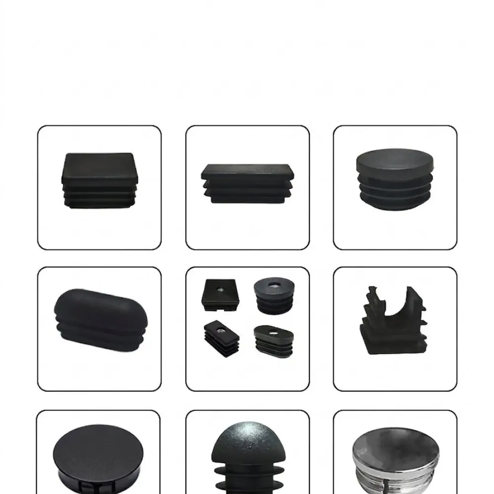 Heavy Duty Plastic Square Tube Inserts Furniture Pipe End Cap Non Slip Floor Protector For Office Chair Table Leg Tubing