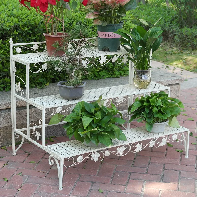 Garden wrought iron outdoor American flower rack, garden arrangement floor-to-ceiling succulent flower pot rack, new multi-layer
