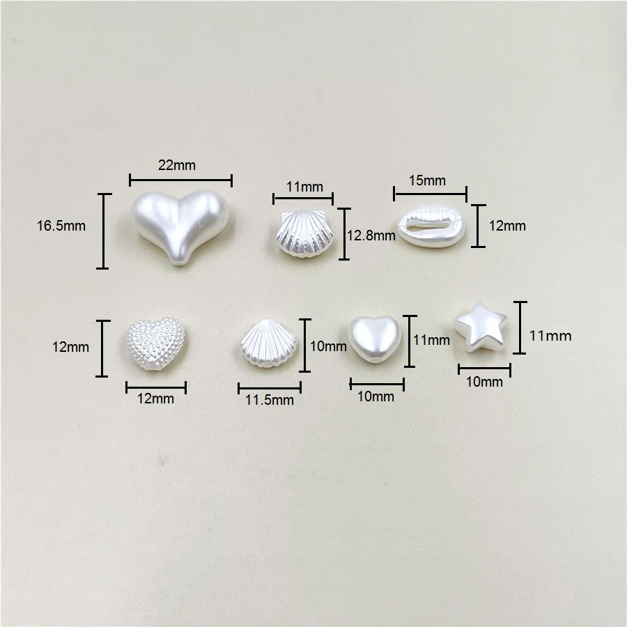 Imitação Pérola Estrela Shell Beads Coração, Acrílico Branco Pingente para DIY Pulseira e Colar, Fazer Jóias, 5PCs, 20PCs