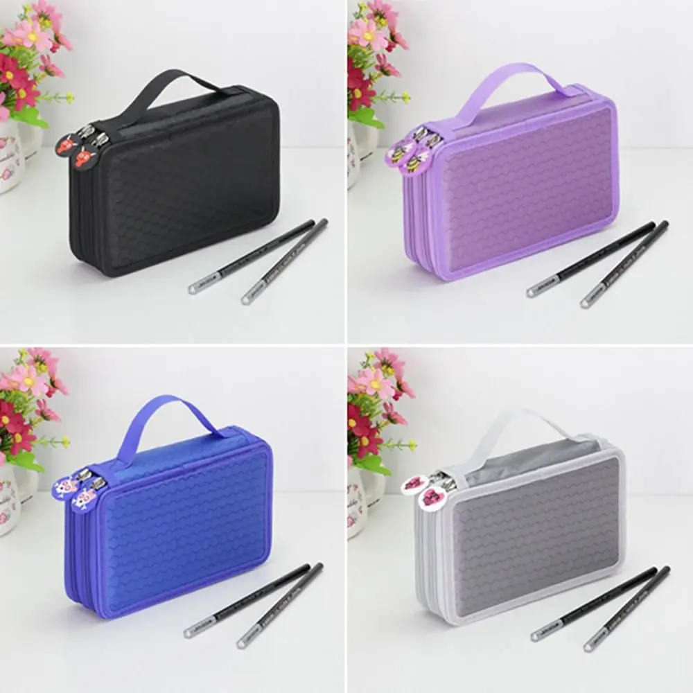 High Quality Polyester Pencil Case 32-Holes Multi-function Pen Bag Portable Double-Layer Stationery Pouch