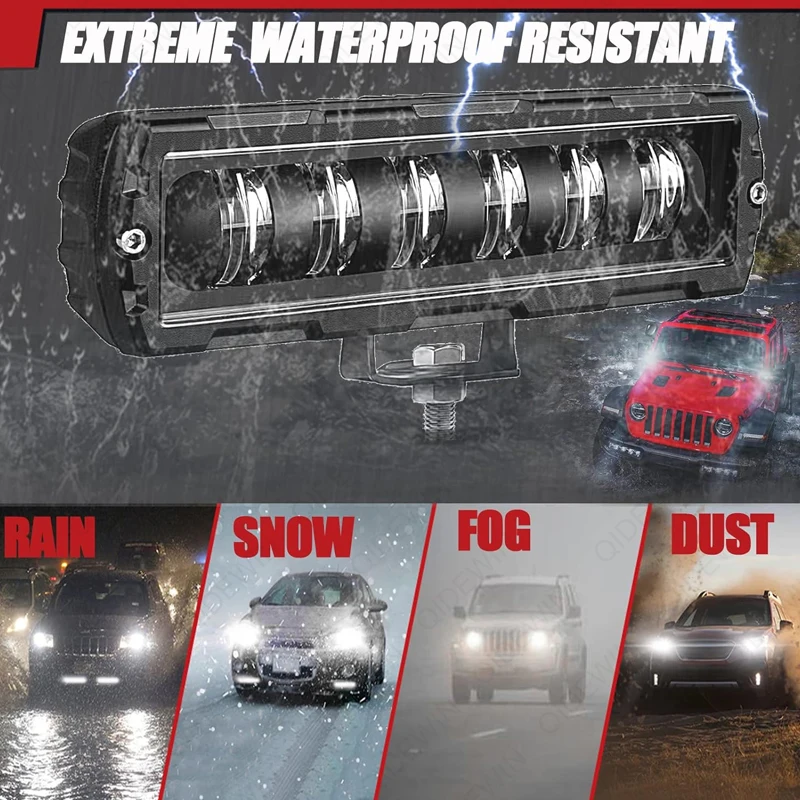 6インチLEDバー 7Dレンズ ワークライトバー 6インチ 7Dドライビングビーム スポットライト 車 SUV ATV トラック トラクター デイタイムライト 12V カースタイリング