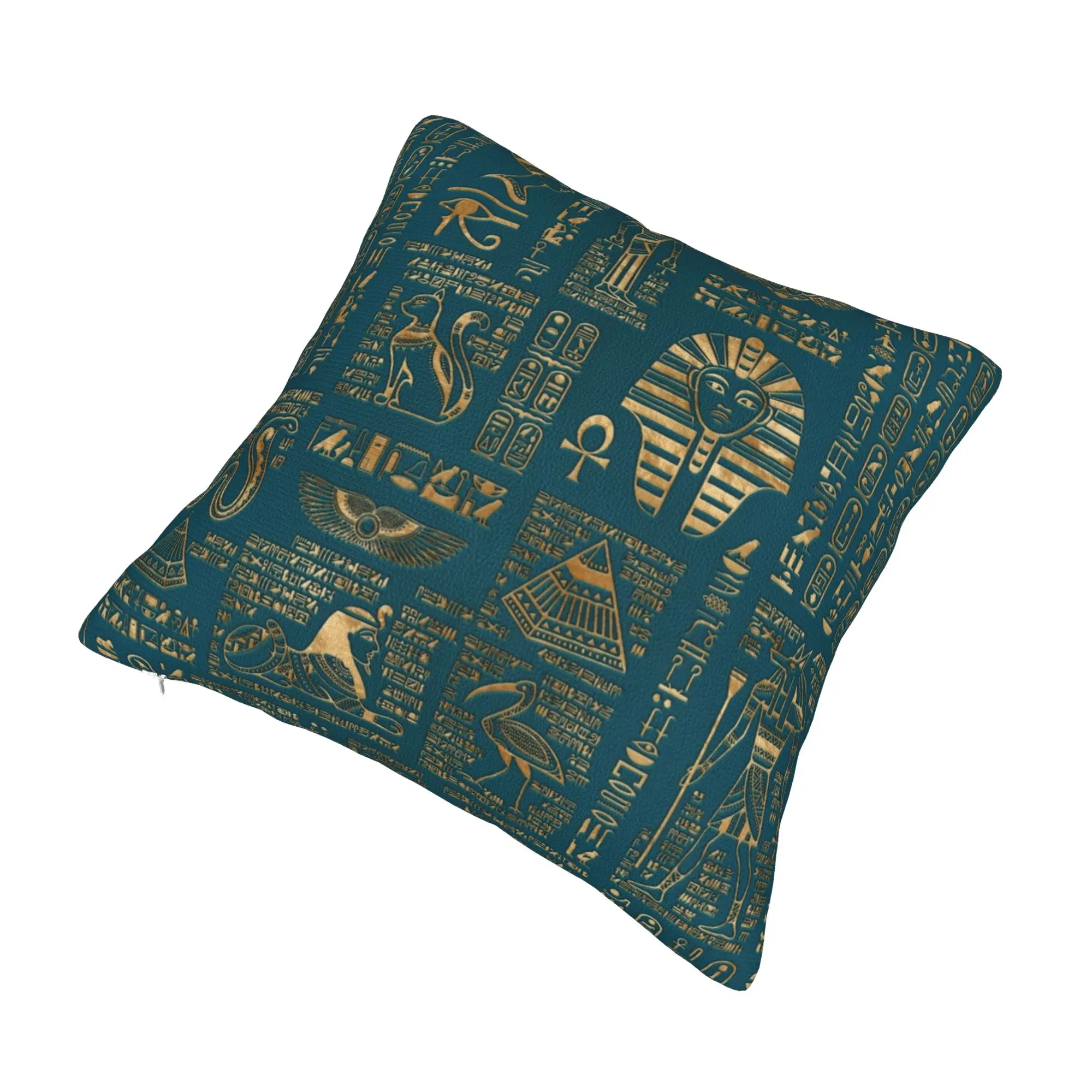 Modern Egyptian Hieroglyphs And Deities Sofa Cushion Cover Velvet Ancient Egypt Pharaoh Pillow Case Bedroom Decoration