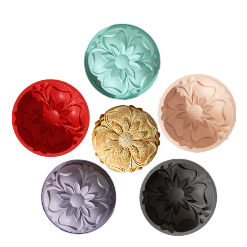 

Sunflower Shaped Baking Mold - 20cm Non-Stick Food Grade Silicone Cake Pan Set of 5 Colors for Professional & Home Bakers
