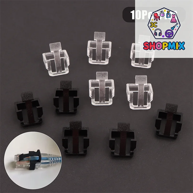 10Pcs Network Cable Crystal Head Buckle Replaceable RJ45 Plug Protective Cover Latch For RJ45 Cable Repaire Parts