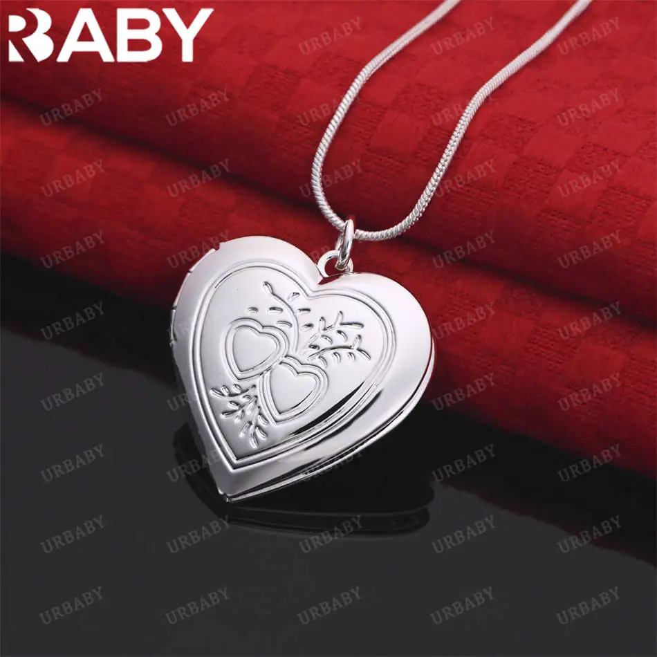 

URBABY 40-75cm 925 Sterling Silver Heart Pendant Necklace For Women Charm Trend Birthday Gifts Fashion Party Fine Jewelry