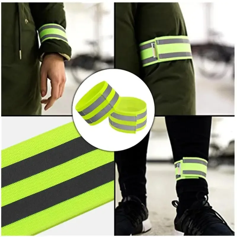 1-2Pcs Reflective Bands Elastic Armband Wristband Ankle Leg Straps Safety Reflector Tape Straps for Night Jogging Biking Running