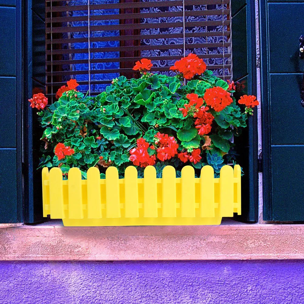 

2Pcs Flowerpot Fence Planter Box Plastic Rectangular Window Box Decorative Outdoor Plant Container for Succulent Bonsai