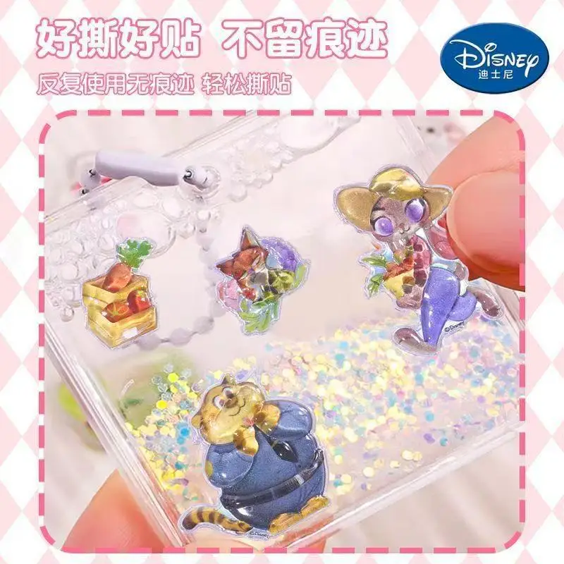 @@``10 pièces Hot Zootopia dessin animé 3D cristal Relief autocollants mignon Judy Hopps et Nick Wilde autocollant décoratif récompense autocollants cadeau