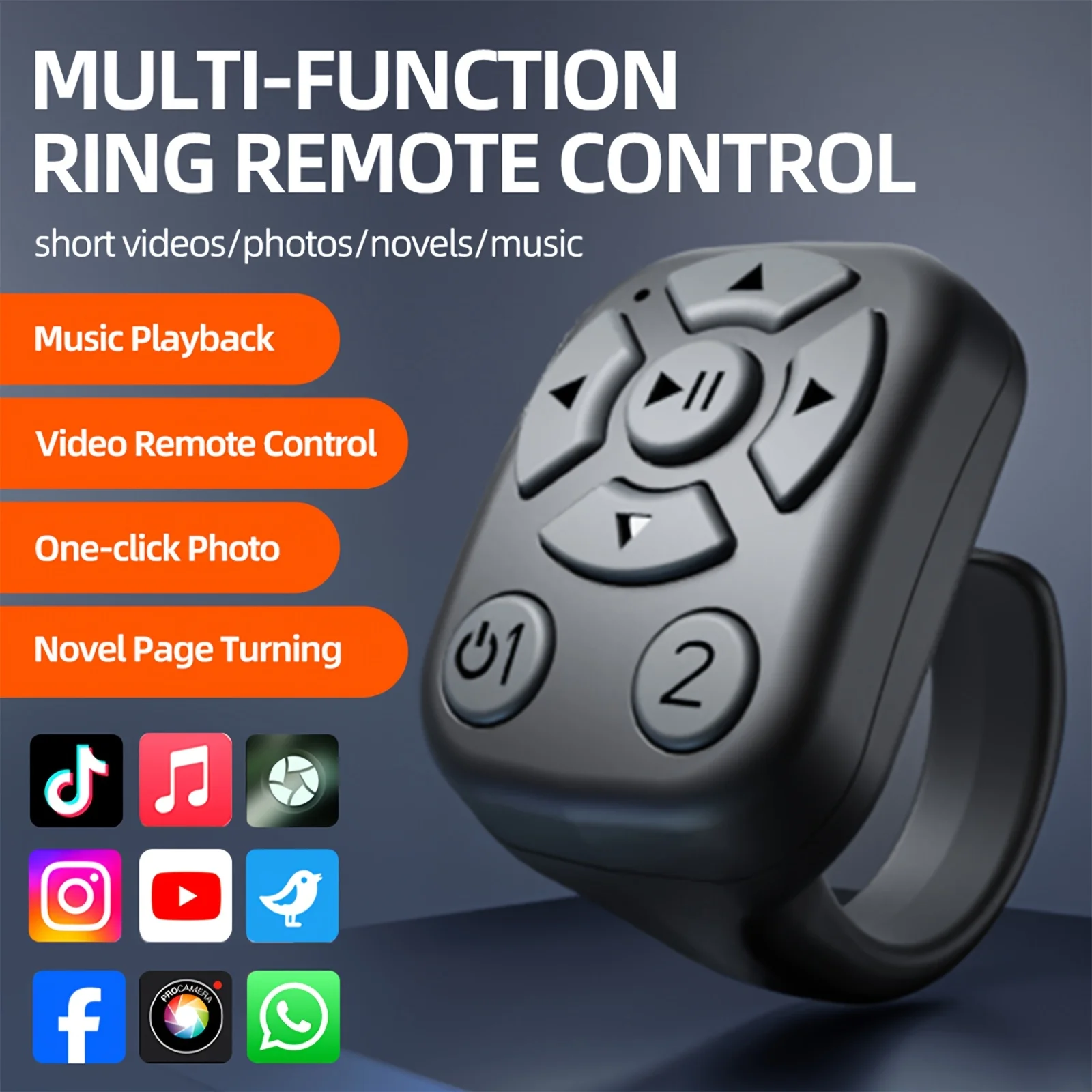 Wireless Bluetooth Scrolling Ring Remote Controller, Page Turning & Camera Shutter Ring for Phone E-book Short Video Use