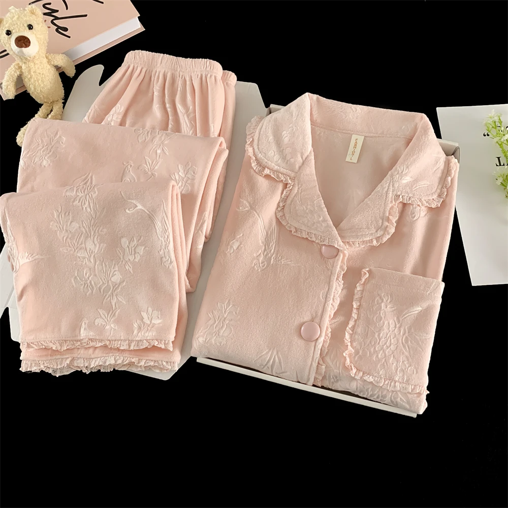 

Пижамные комплекты для пар, женские, хлопковые, элегантные, с бисерной отделкой, мягкие, дышащие, влагоотводящие, повседневные, разноцветные, весенние, унисекс