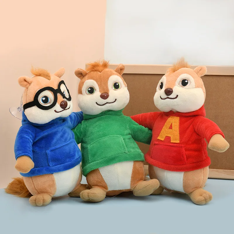 3Pcs/set Game Alvin and the Chipmunks Plush Toys Kawaii Fluffy Chipmunks Stuffed Animals Children Xmas Gift 20CM