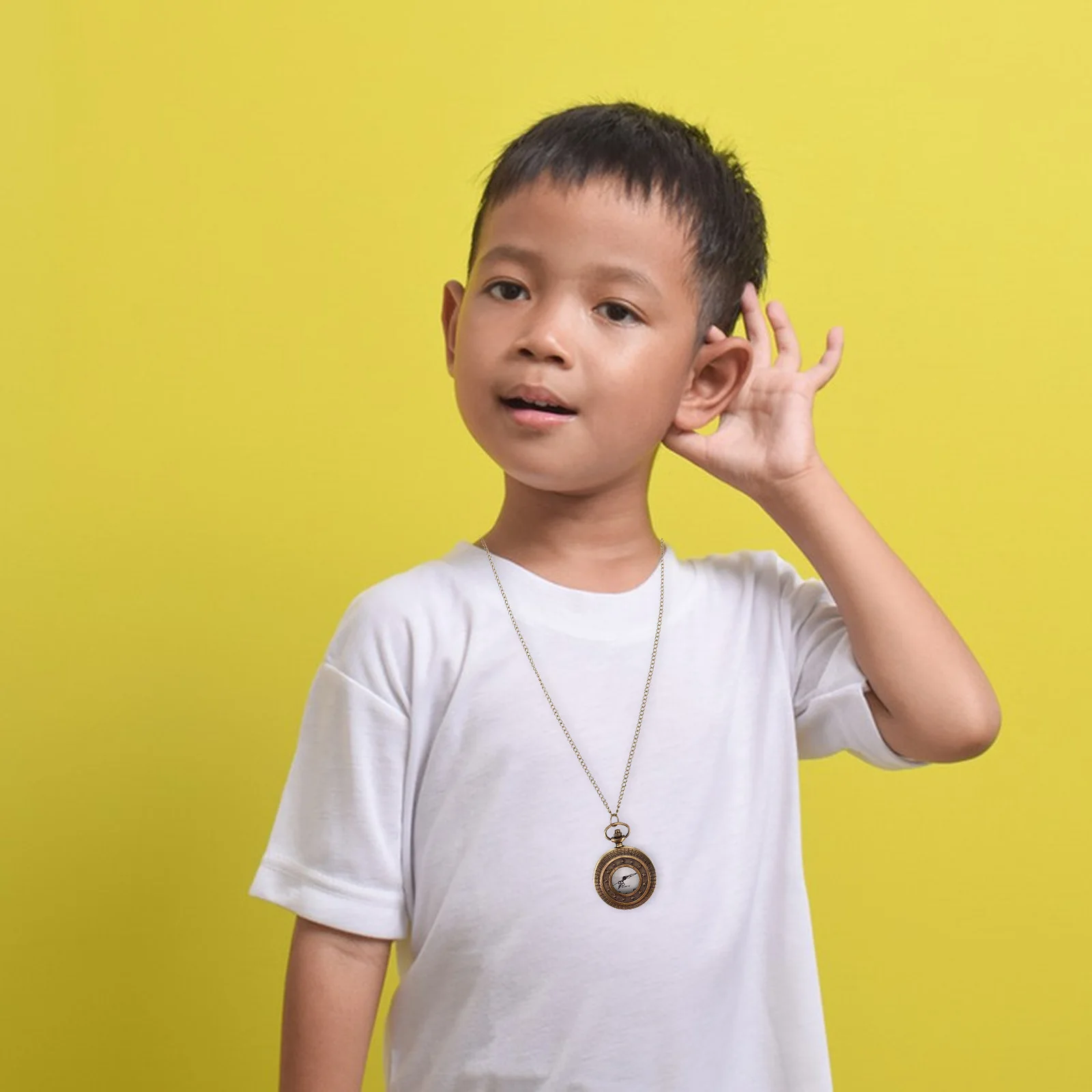 ساعة جيب كلاسيكية بغطاء قلاب صغير الحجم وخفيف الوزن وحركة كوارتز للجنسين مع سلسلة