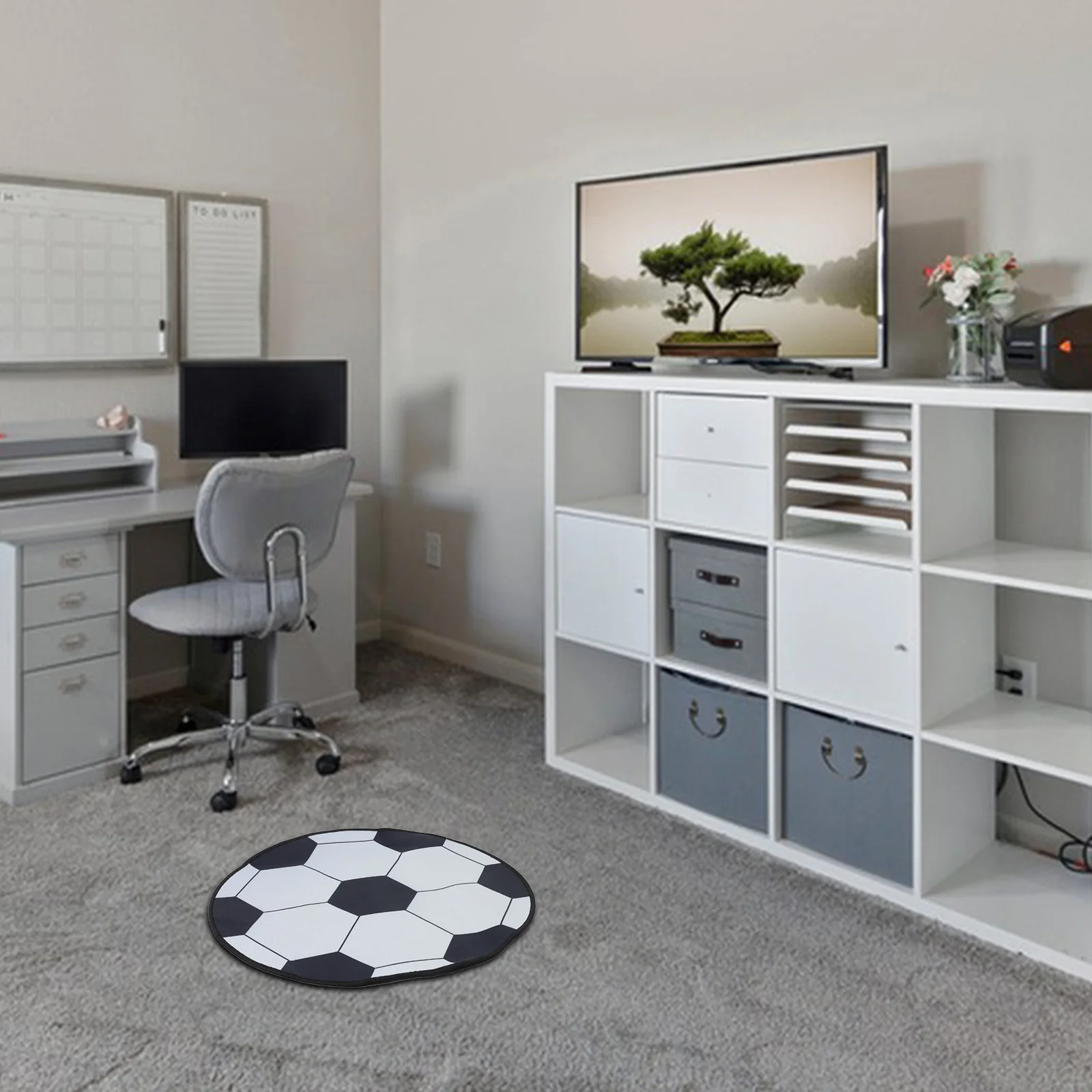 

Round Soccer Rug Decorative Football Carpet Front Door Floor Mat Bedroom Sports Decoration Round Soccer Rug