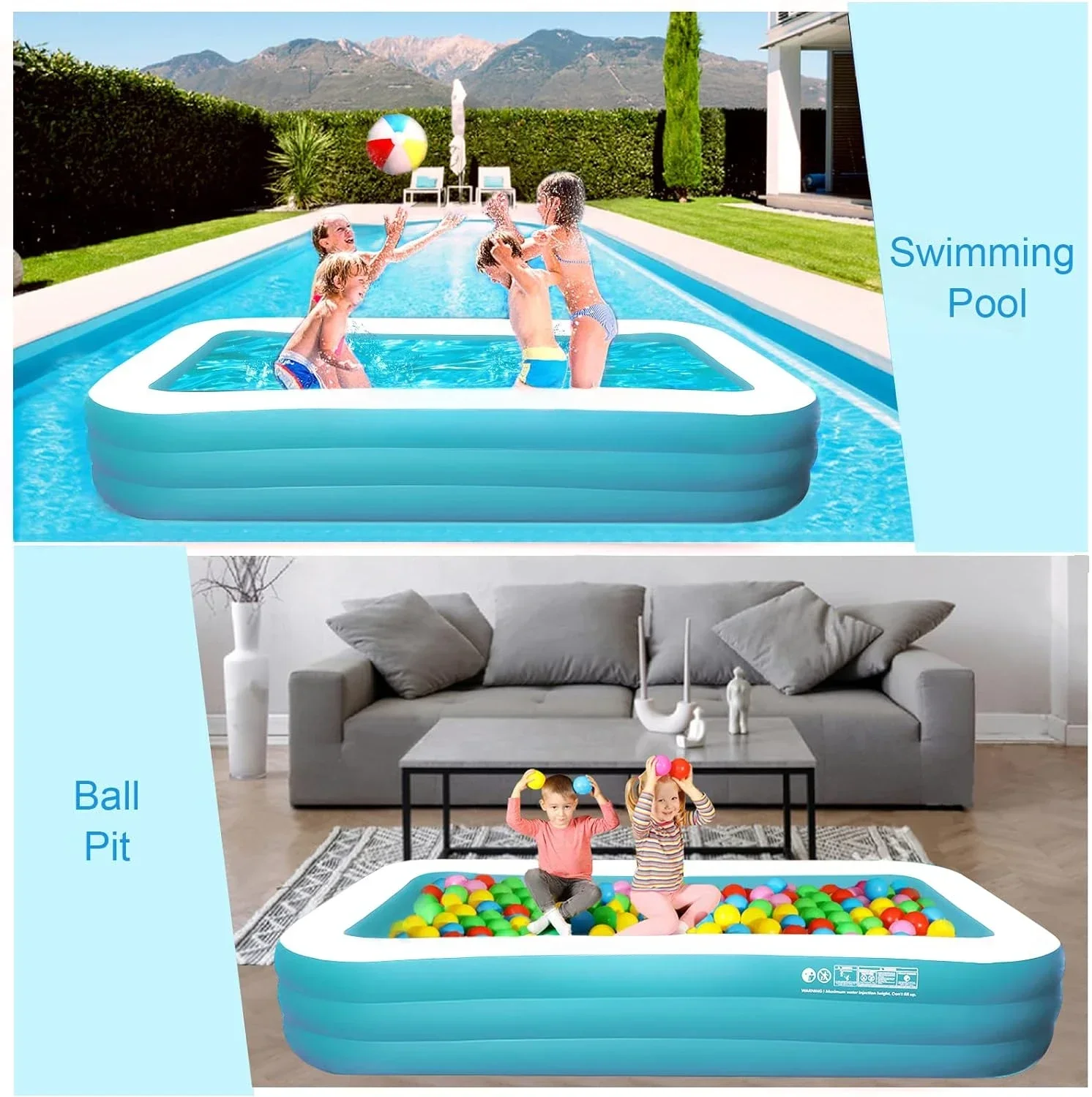 Inflatable Pool for Kids and Adults,  Thickened Family Swimming Pool for Toddlers, Garden, Backyard, Summer Water Party