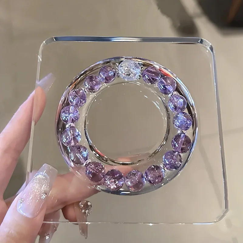 Fashionable Atmospheric Natural Amethyst Amethyst 10mm Single Loop Bracelet for Women, Sparkling Purple Crystal Bracelet
