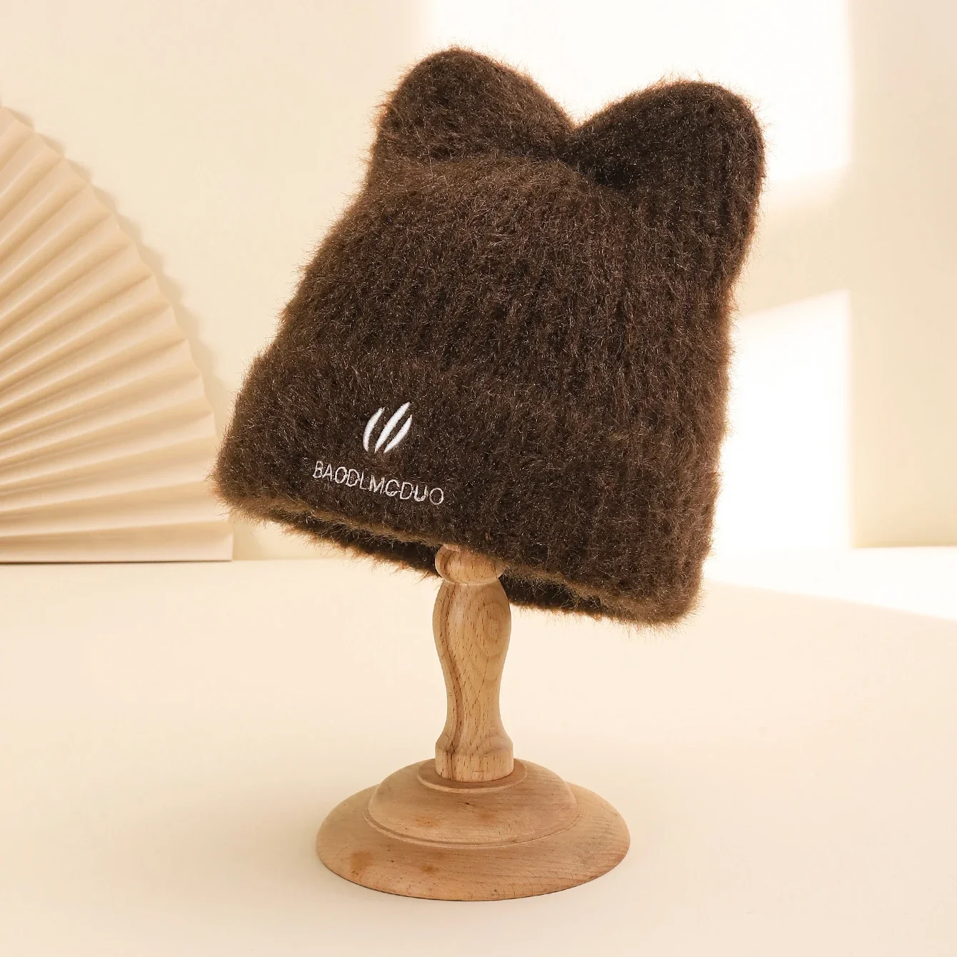 قبعة محبوكة لطيفة على شكل أذن القطة للنساء والفتيات، إكسسوار شتوي دافئ، قبعة صغيرة أنيقة للارتداء اليومي، فكرة هدية مثالية #2