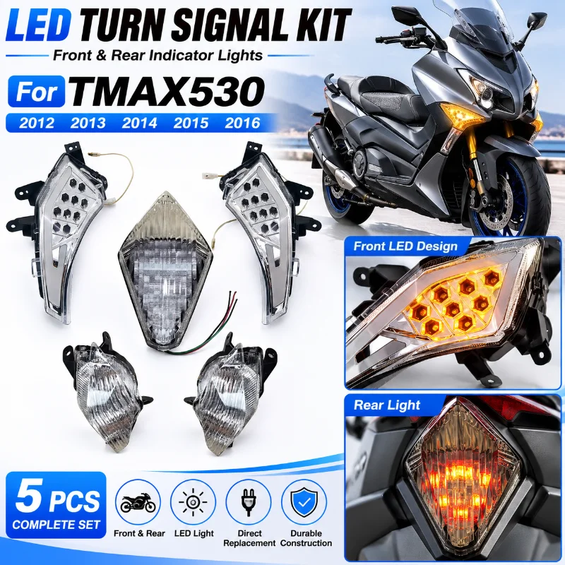 For TMAX530 2012 2013 2014 2015 2016 Motorcycle LED Front Rear Turn Signal Light Indicator Lamp Tail Light Kit