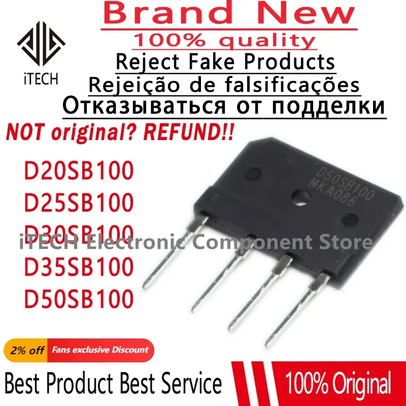 10pcs/lot Original D20SB100 D25SB100 D30SB100 D35SB100 D50SB100 DIP-4 Rectifier Bridge Pile 100% New and Genuine