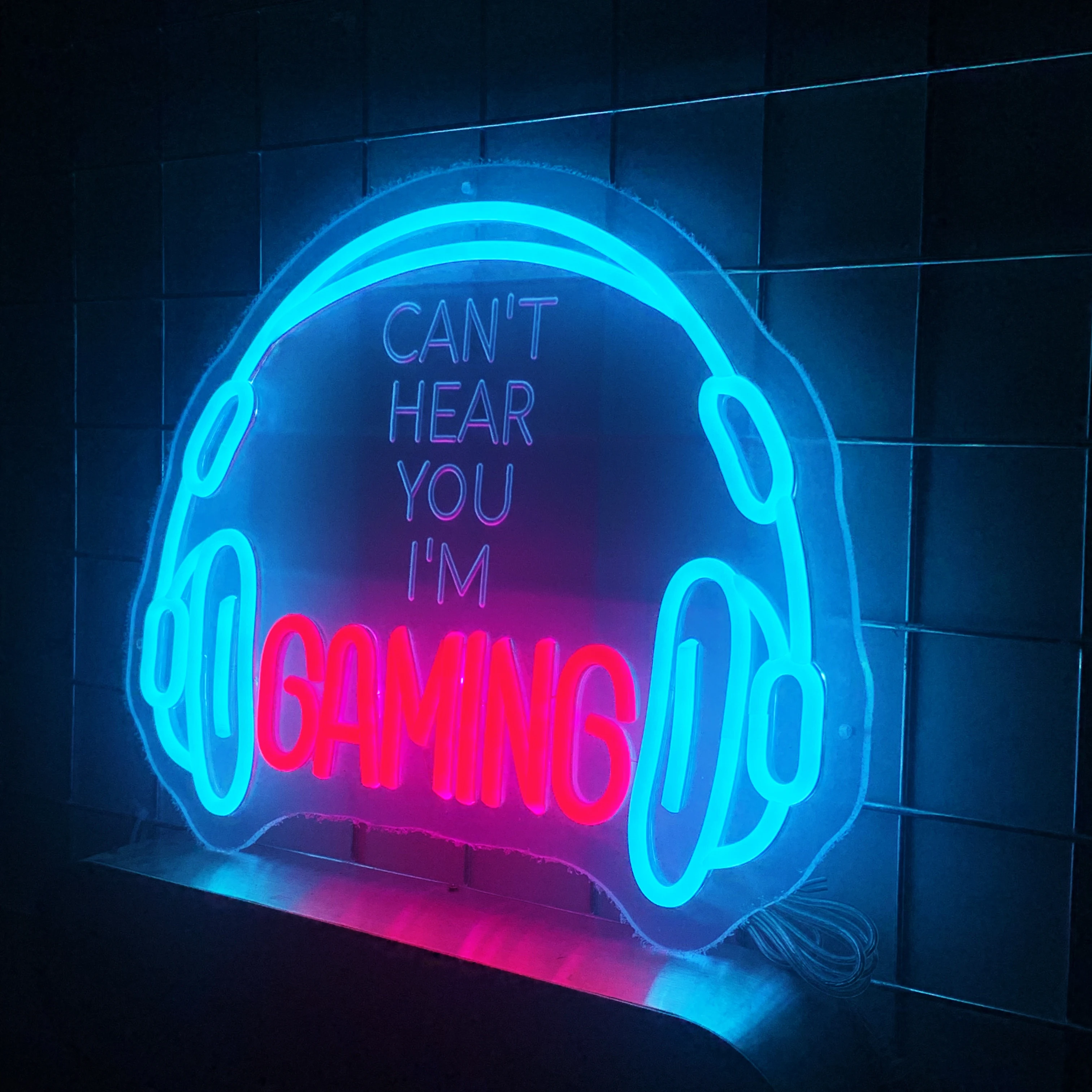 Headphone Neon Sign Dimmable Akrilik Headphone LED Neon Light Music Room Display Neon Lamp Wall Decor