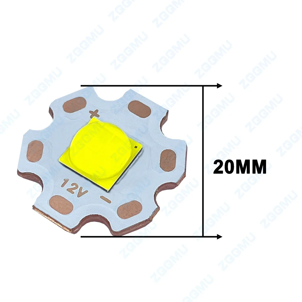 High Power 20W 40W LED Chip 5050 7070 White Warm White 3V 6V 12V with 20MM Copper Base for DIY Flashlight Car Lighting Auto Bulb image 6
